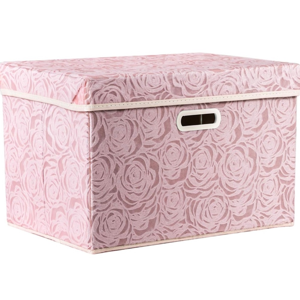 NWT PRANDOM Pink Floral Collapsible Storage Bin with Lid [1-Pack] Size: Large